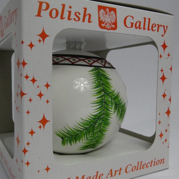 "POLISH GALLERY" Polish Folk Art Christmas Ornament Hand Made Glass Ball 5 In - Picture 6 of 6